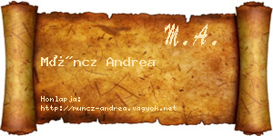 Müncz Andrea névjegykártya